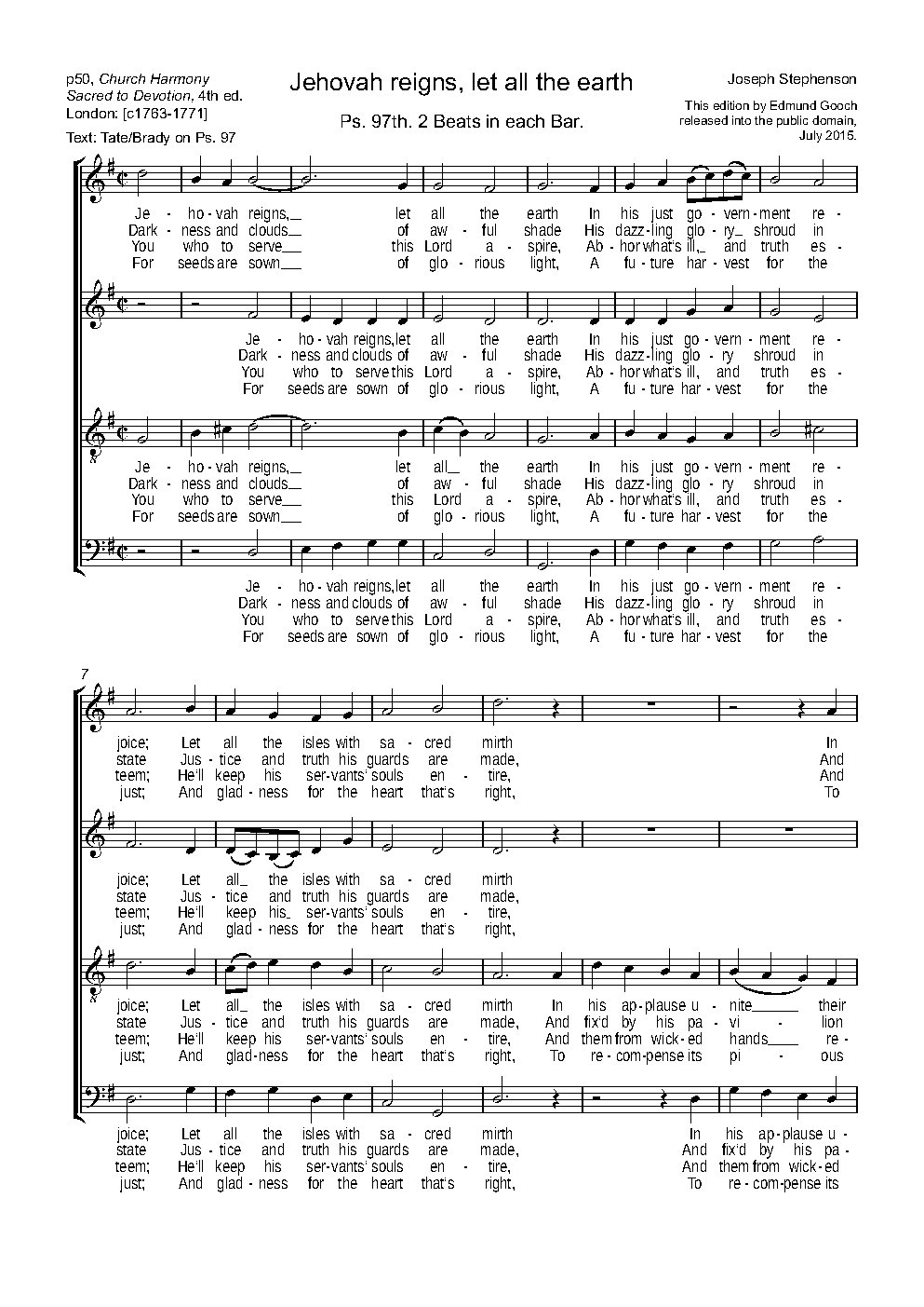 Jehovah reigns, let all the earth - Choir Script PDF Thumbnail
