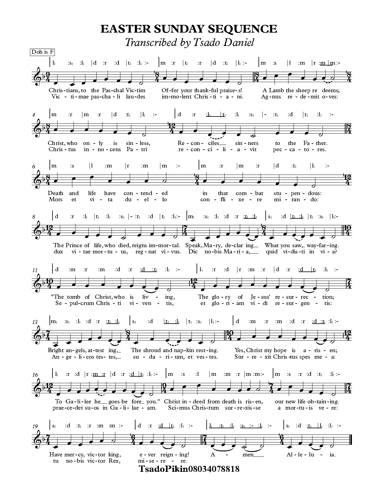Easter Sunday Sequence