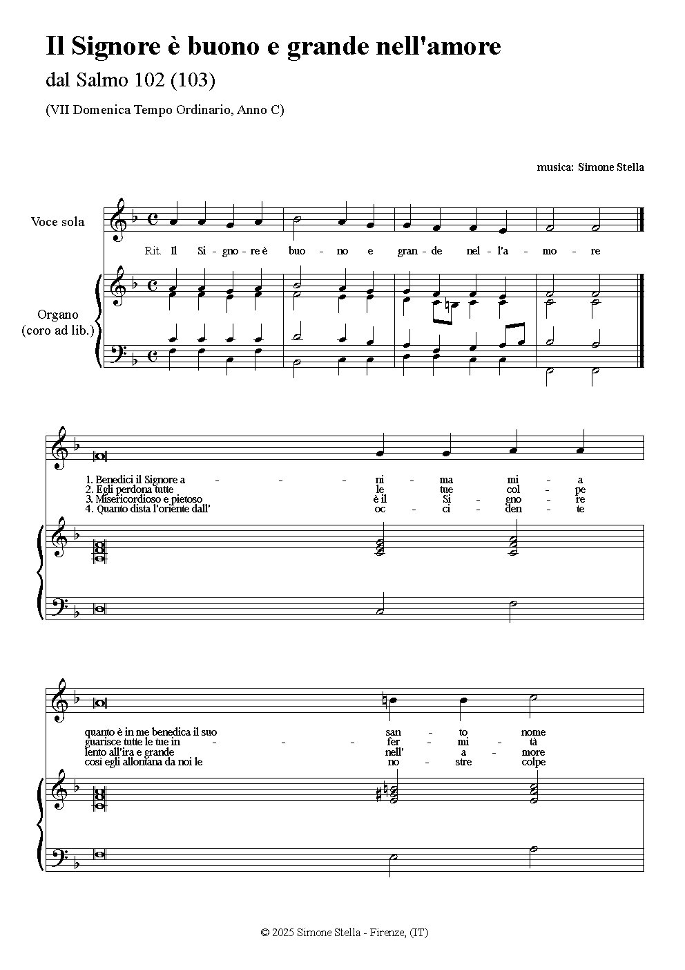 Il Signore è buono e grande nell'amore (Psalm 102/103)