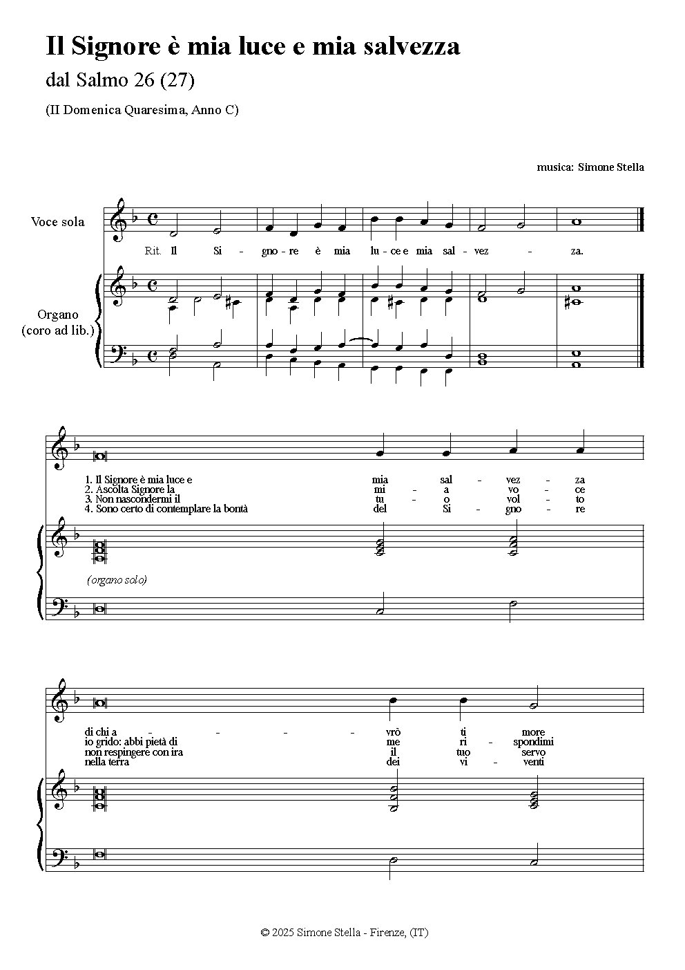Il Signore è mia luce e mia salvezza (Psalm 26-27)