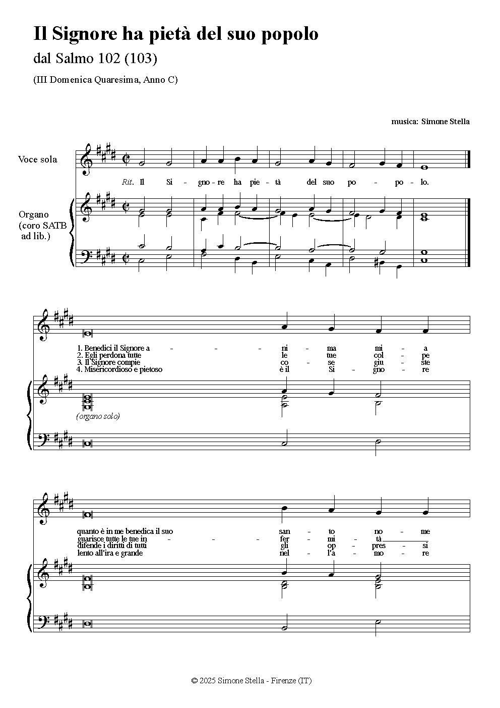 Il Signore ha pietà del suo popolo (Psalm 102-103)