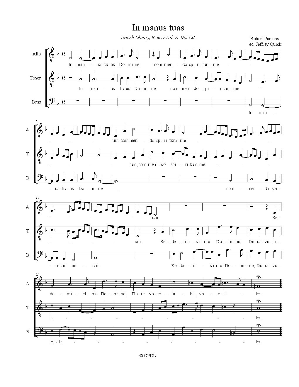 In manus tuas, an extract from O bone Jesu