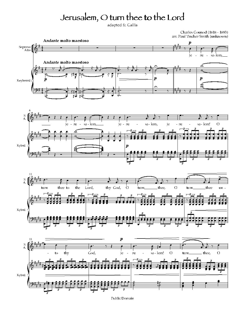 Jerusalem, O turn thee to the Lord - Choir Script PDF Thumbnail