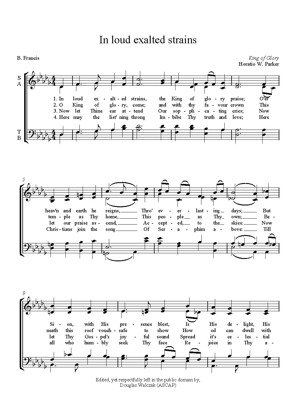 In Loud Exalted Strains - Choir Script PDF Thumbnail