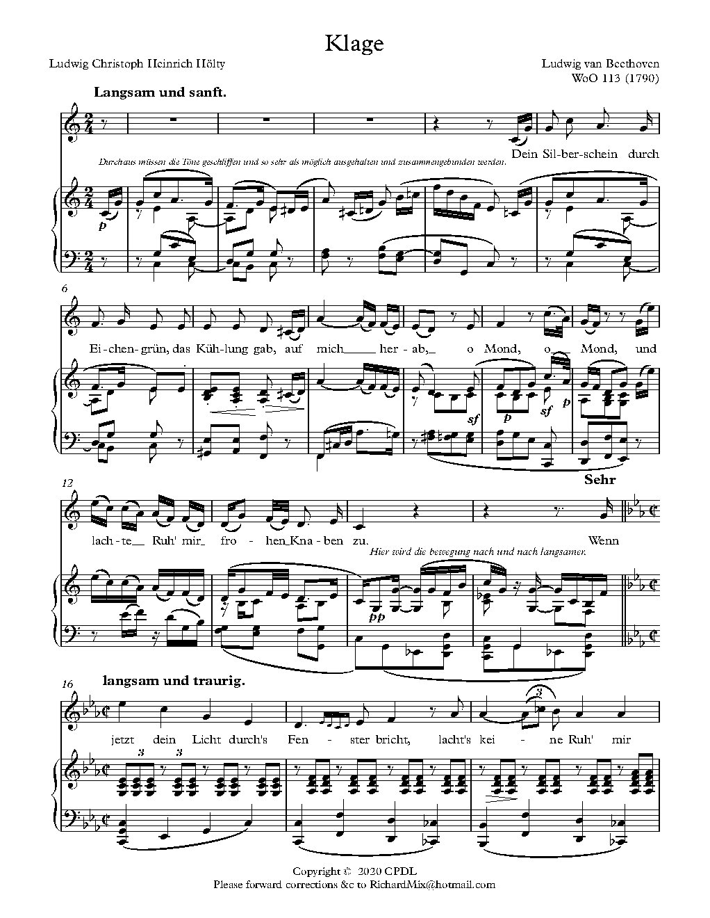 Klage, WoO 113 - Choir Script PDF Thumbnail