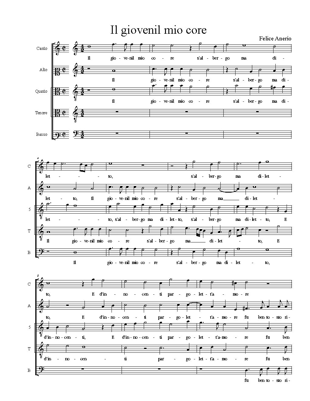 Il giovenil mio core
