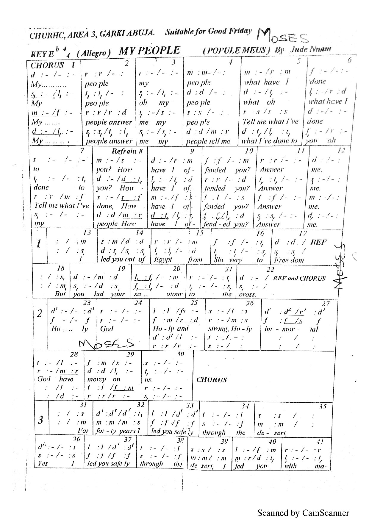 My People - Download Choir Script PDF