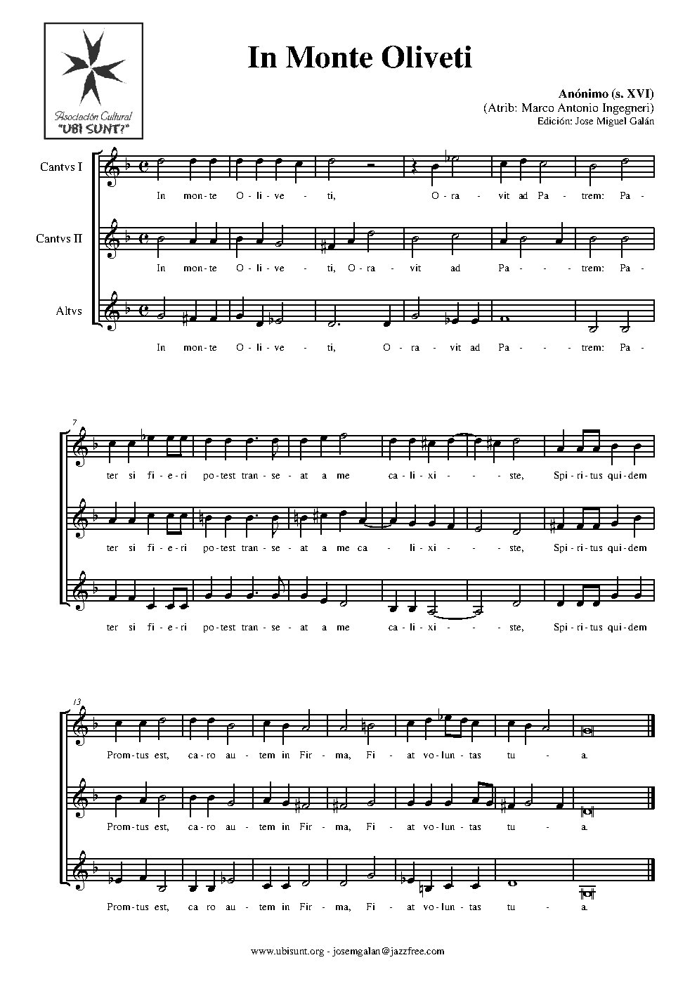 In monte Oliveti - Choir Script PDF Thumbnail
