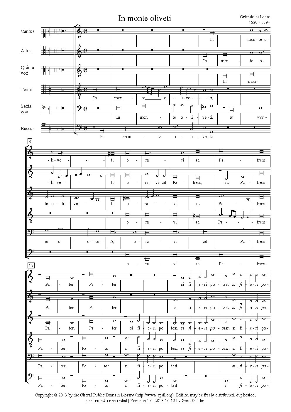 In monte Oliveti - Choir Script PDF Thumbnail