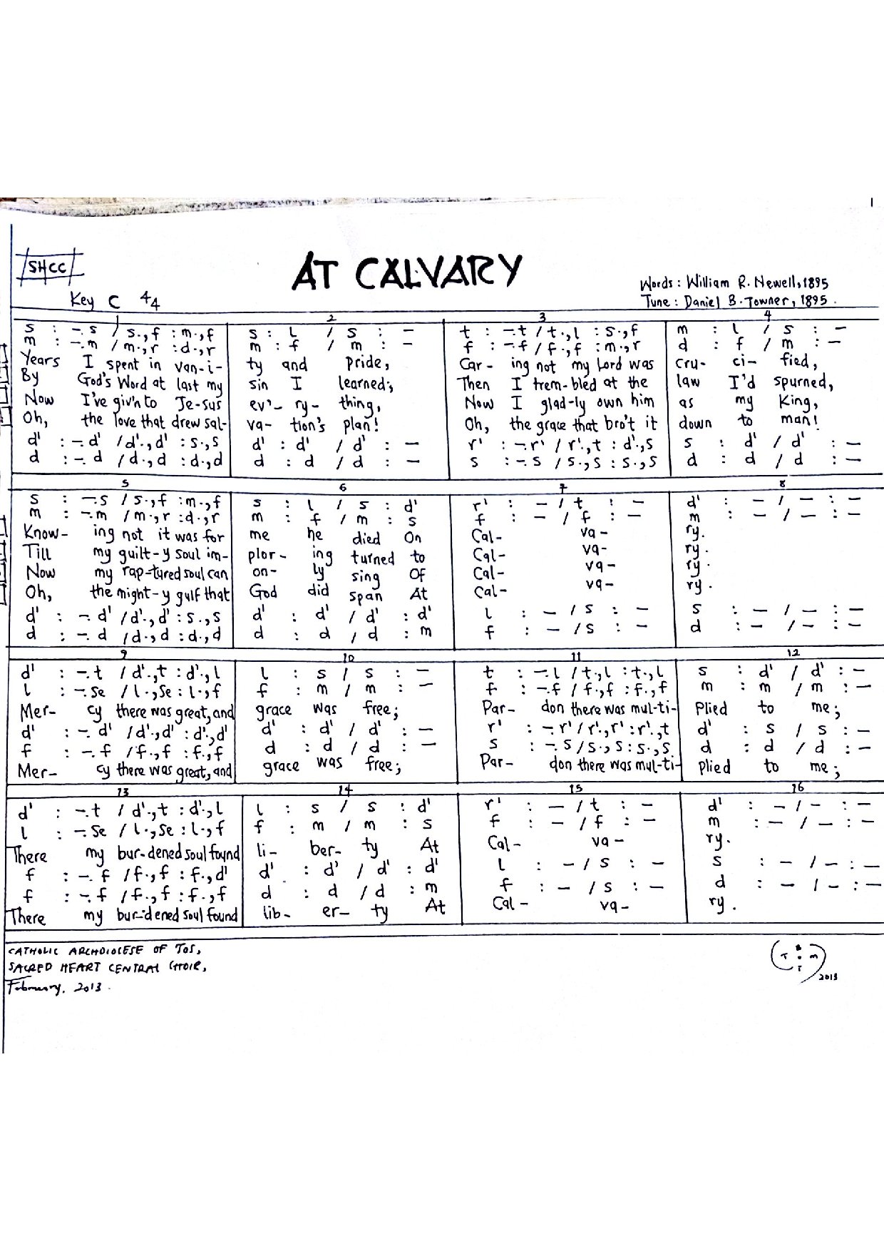 At Calvary ~ Williams Newell - Download Choir Script PDF