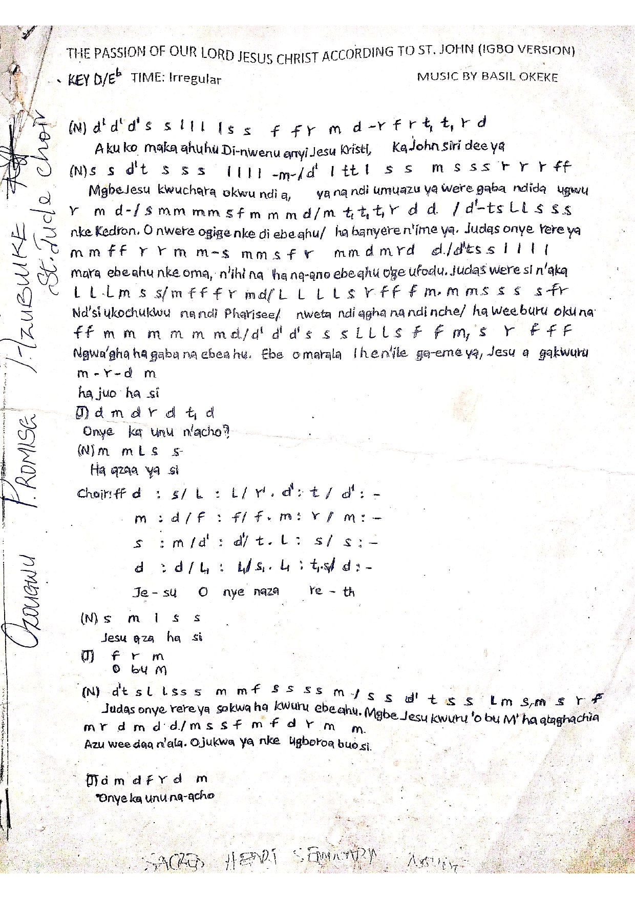 Passion (igbo) According To St. John - Download Choir Script PDF
