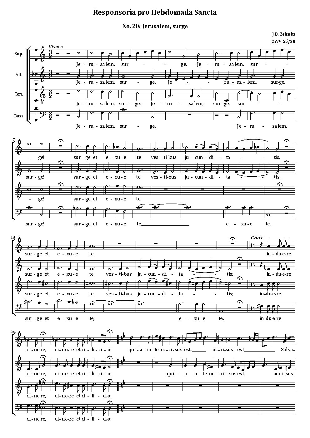 Jerusalem surge, ZWV 55:20 - Choir Script PDF Thumbnail