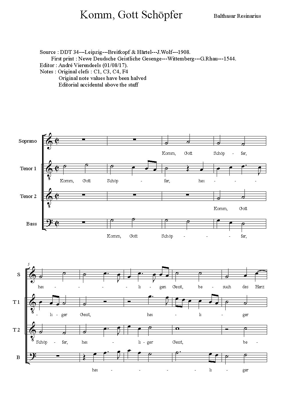 Komm, Gott Schöpfer - Choir Script PDF Thumbnail