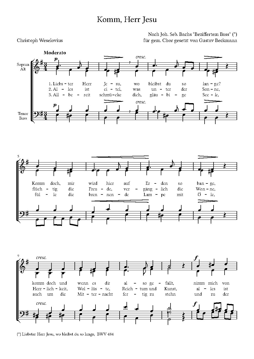 Komm, Herr Jesu - Choir Script PDF Thumbnail