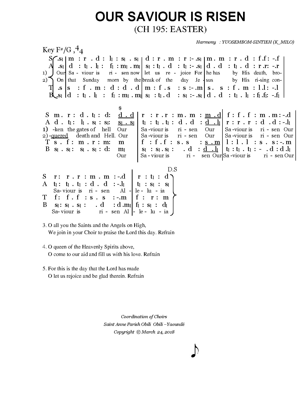 Our Saviour Is Risen - Download Choir Script PDF