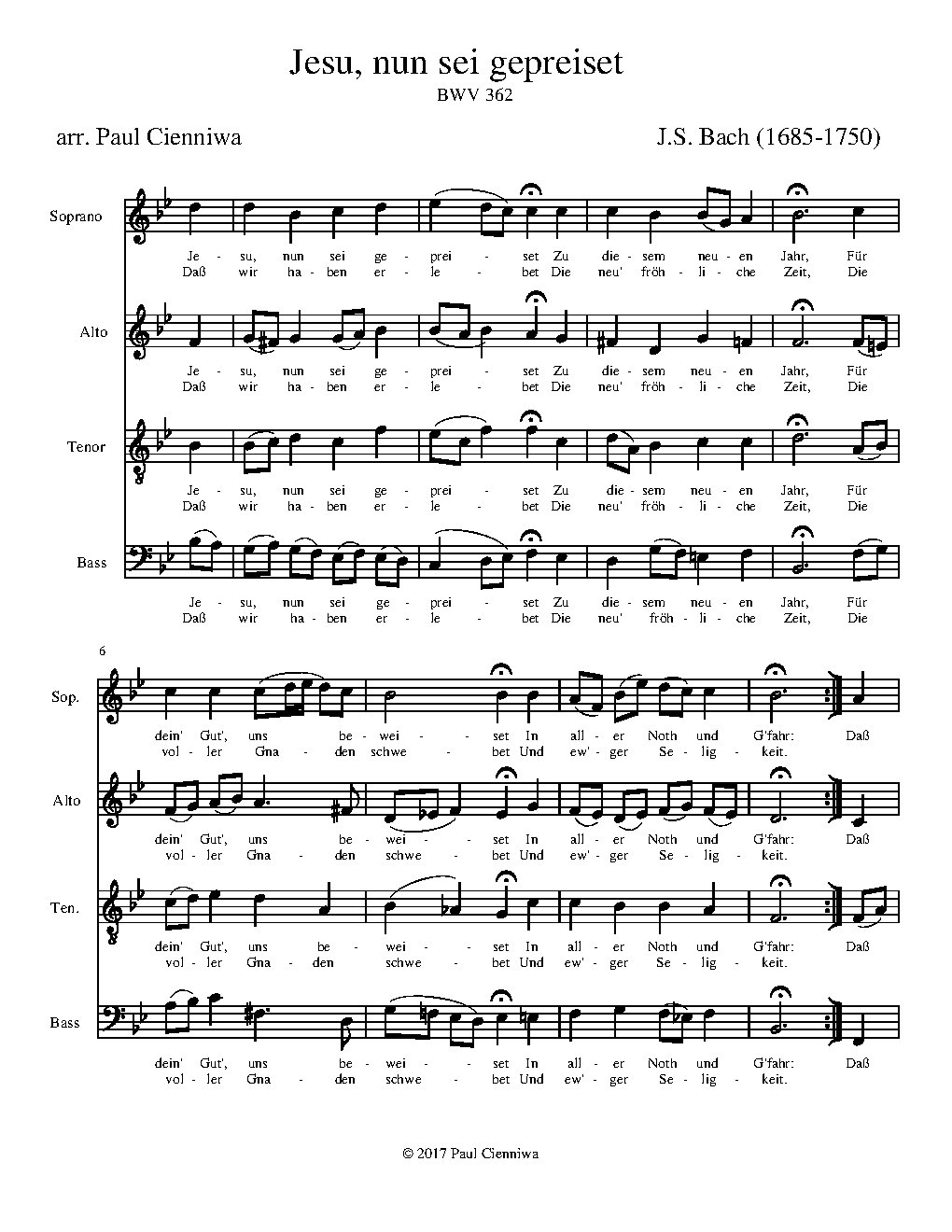 Jesu, nun sei gepreiset, BWV 362 - Choir Script PDF Thumbnail