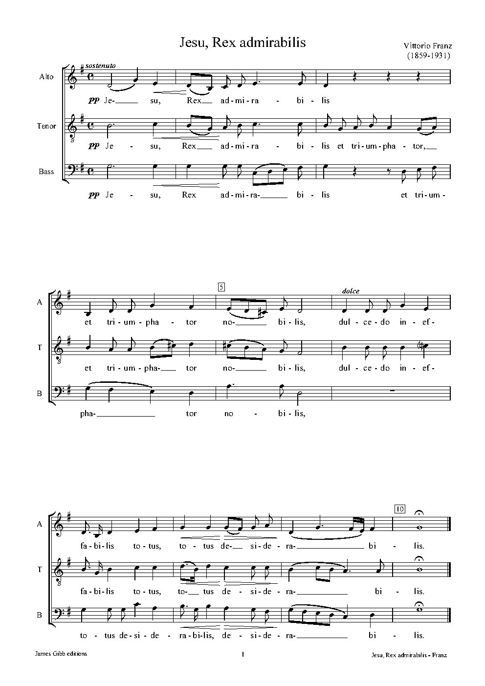 Jesu, Rex admirabilis - Choir Script PDF Thumbnail