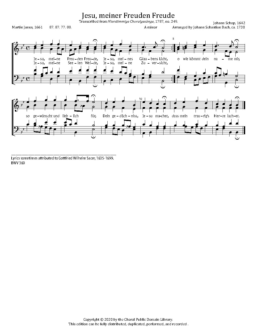 Jesu, meiner Freuden Freude, BWV 360