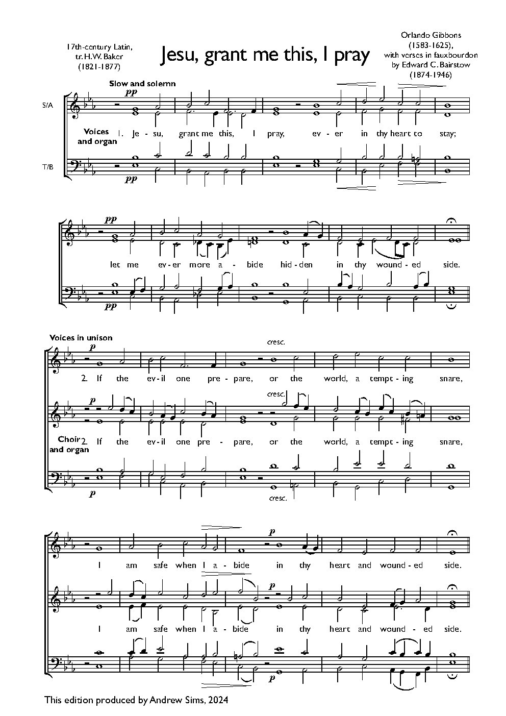 Jesu, grant me this, I pray - Choir Script PDF Thumbnail