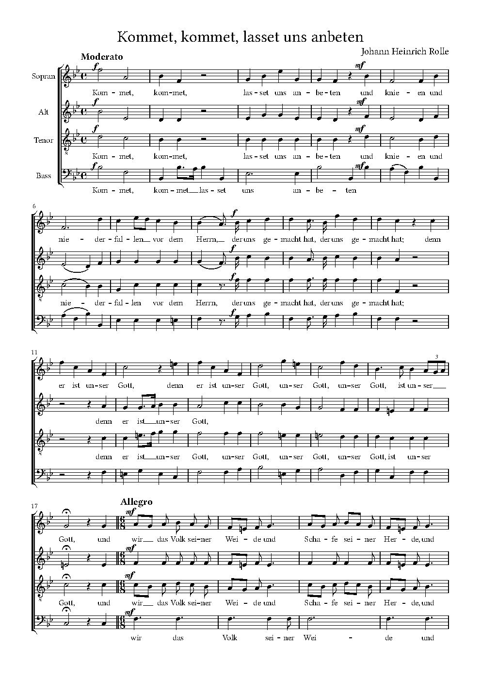 Kommet, kommet, lasset uns anbeten - Choir Script PDF Thumbnail