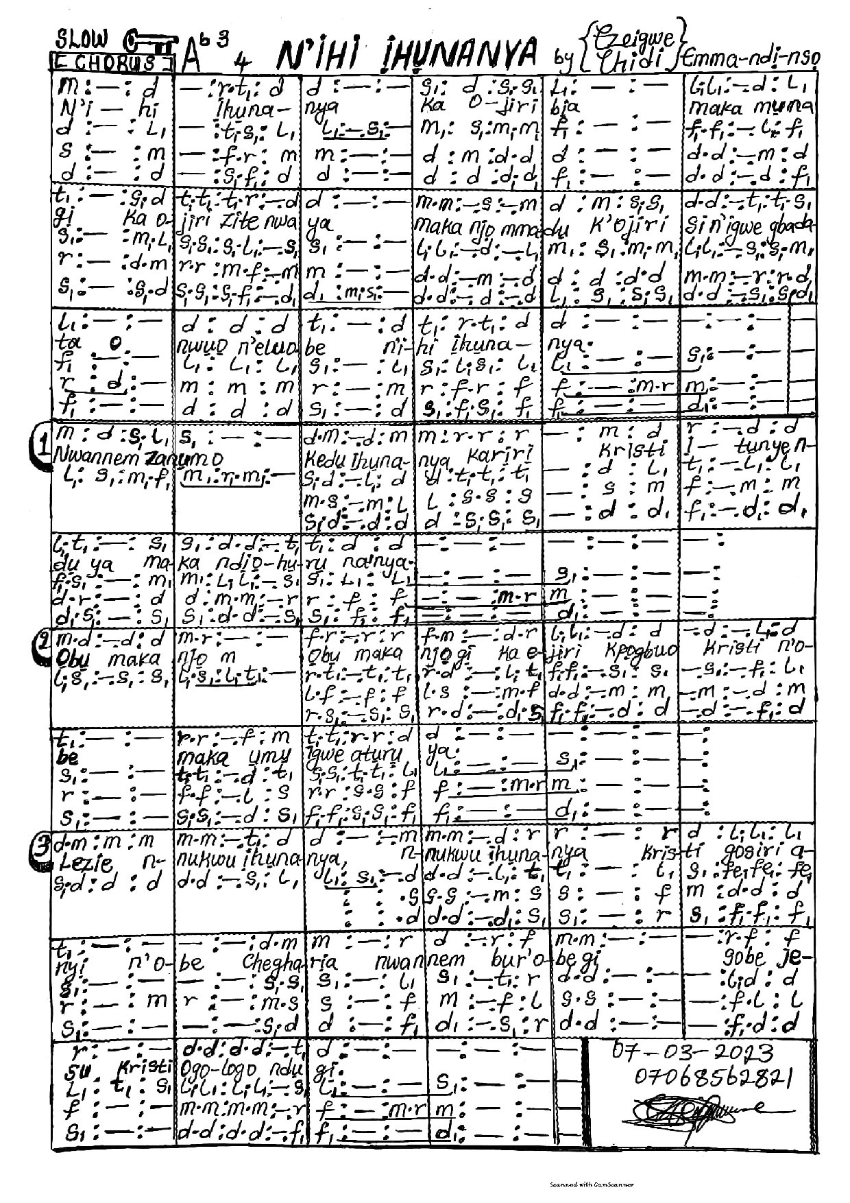 N Ihi Ihunanya - Download Choir Script PDF