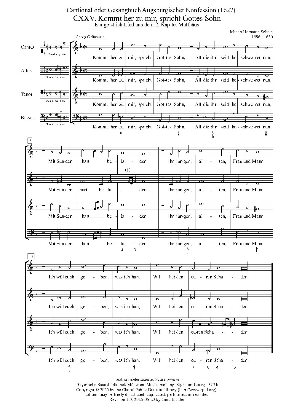 Kommt her zu mir, spricht Gottes Sohn - Choir Script PDF Thumbnail