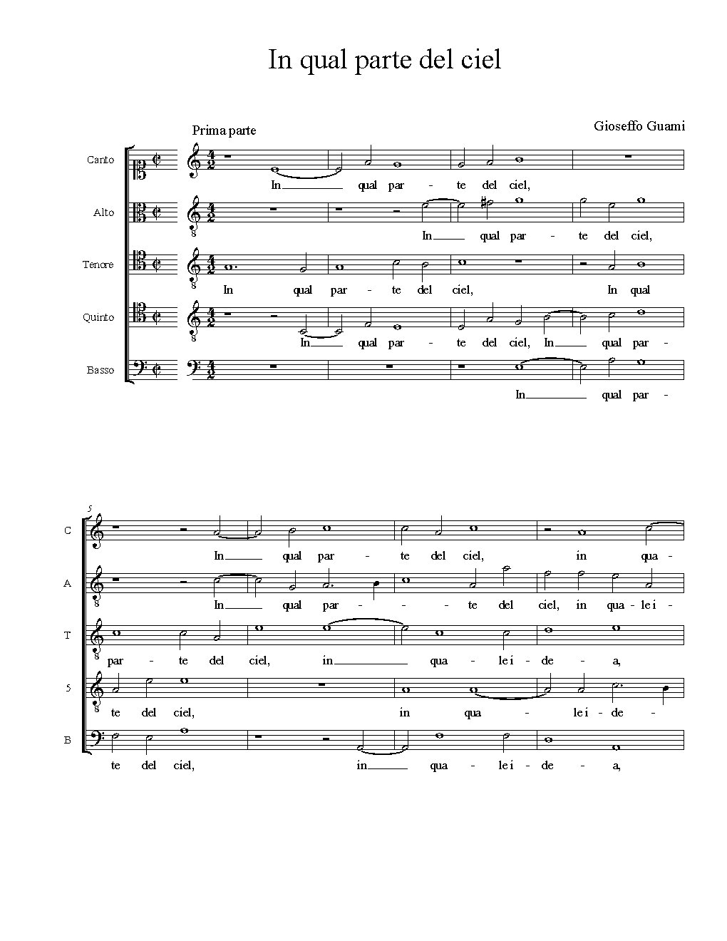 In qual parte del ciel - Choir Script PDF Thumbnail