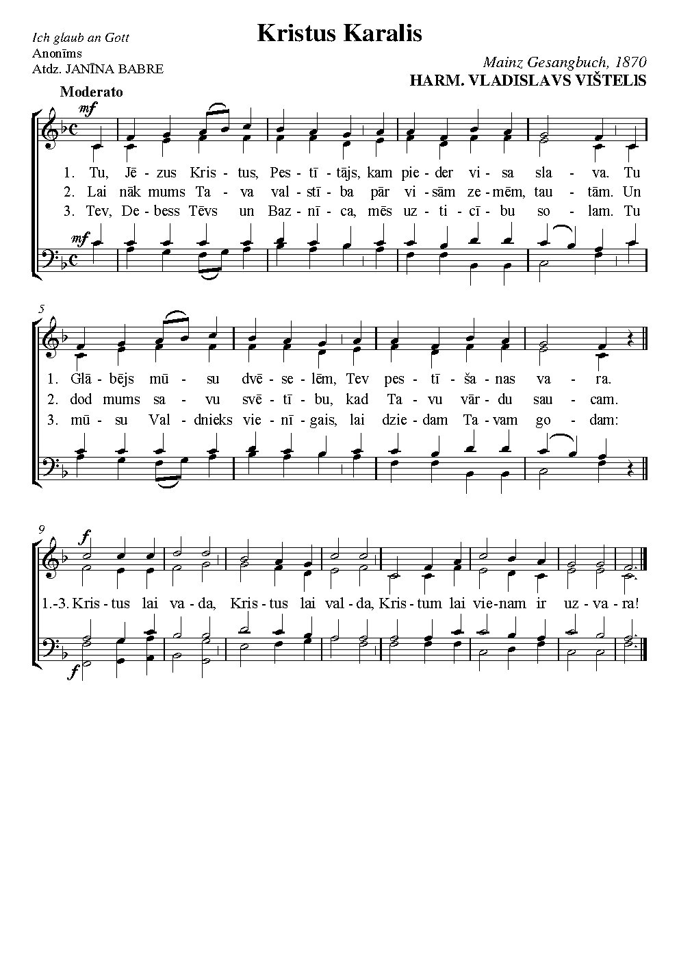 Kristus Karalis (To Jesus Christ our sovereign King)