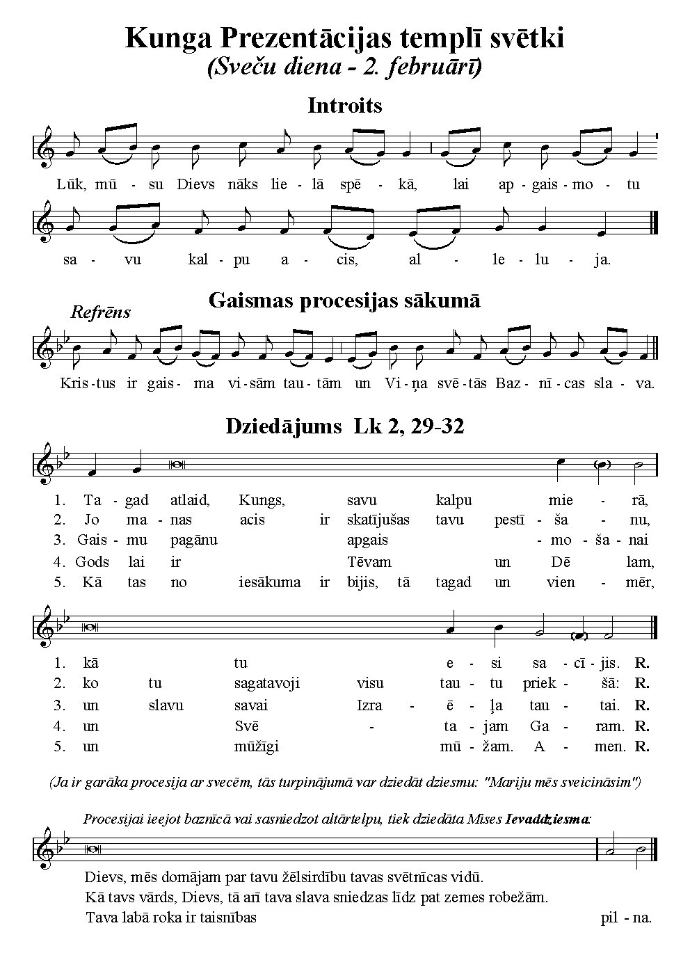 Kristus Prezentācijas templī svētki 2.02.
