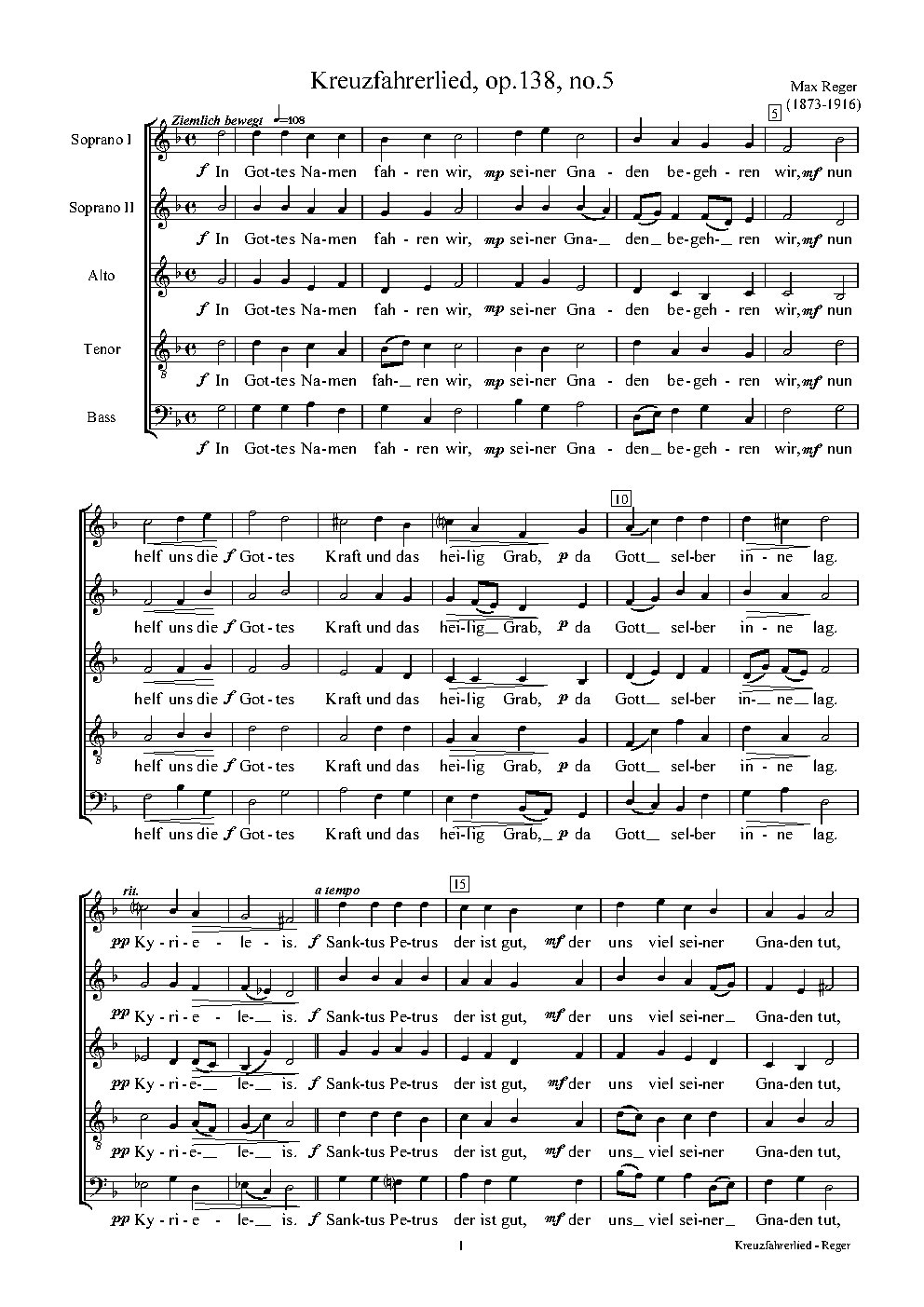 Kreuzfahrerlied, Op. 138, No. 5