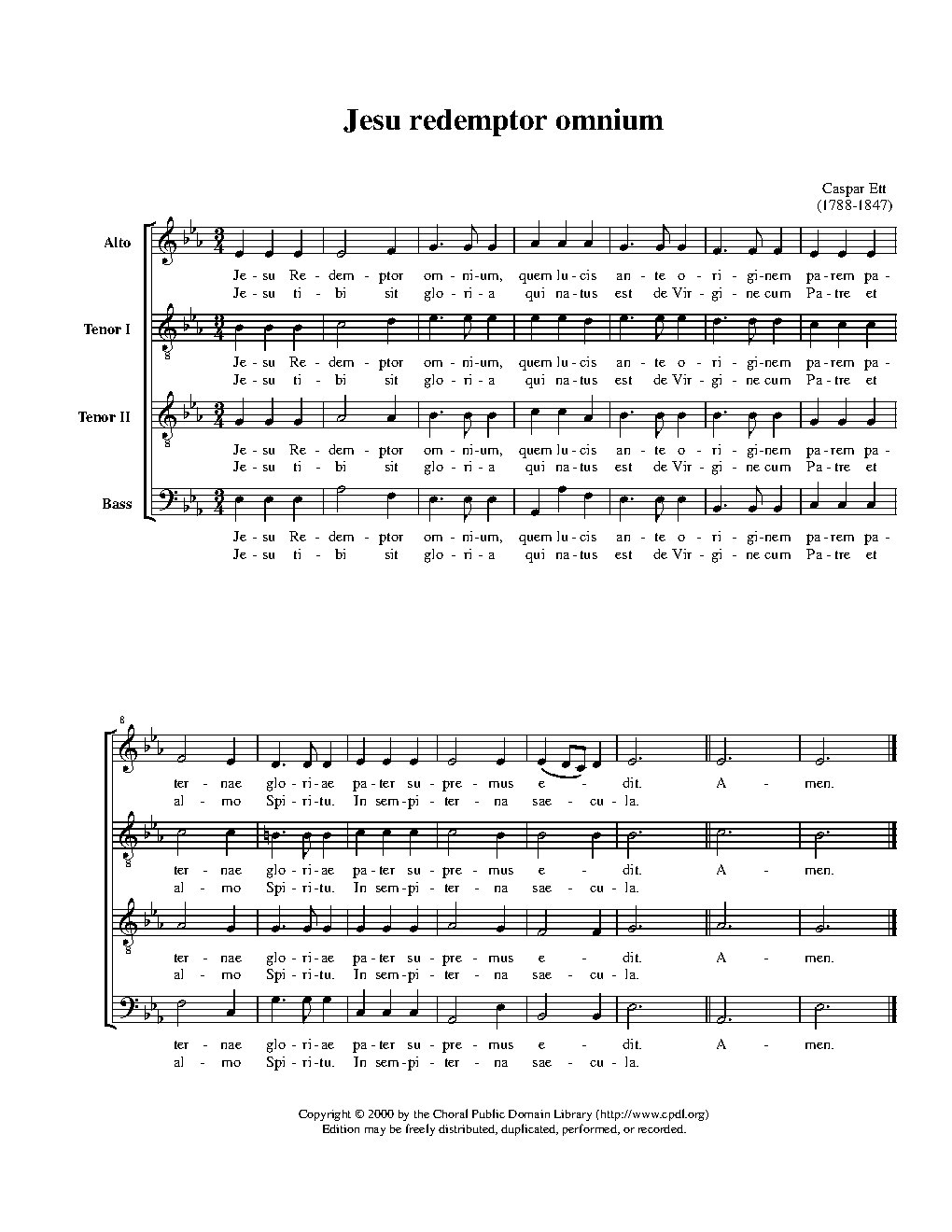 Jesu, redemptor omnium - Choir Script PDF Thumbnail