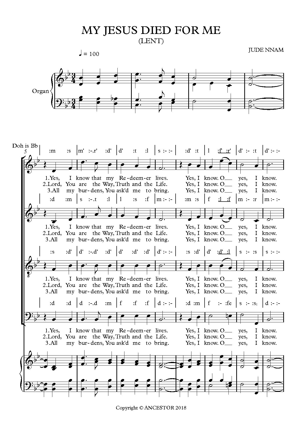 My Jesus Died For Me - Download Choir Script PDF