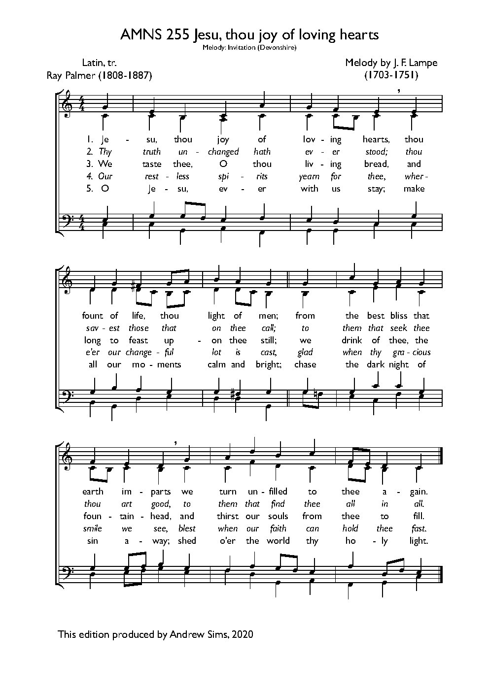 Jesu, thou joy of loving hearts - Choir Script PDF Thumbnail
