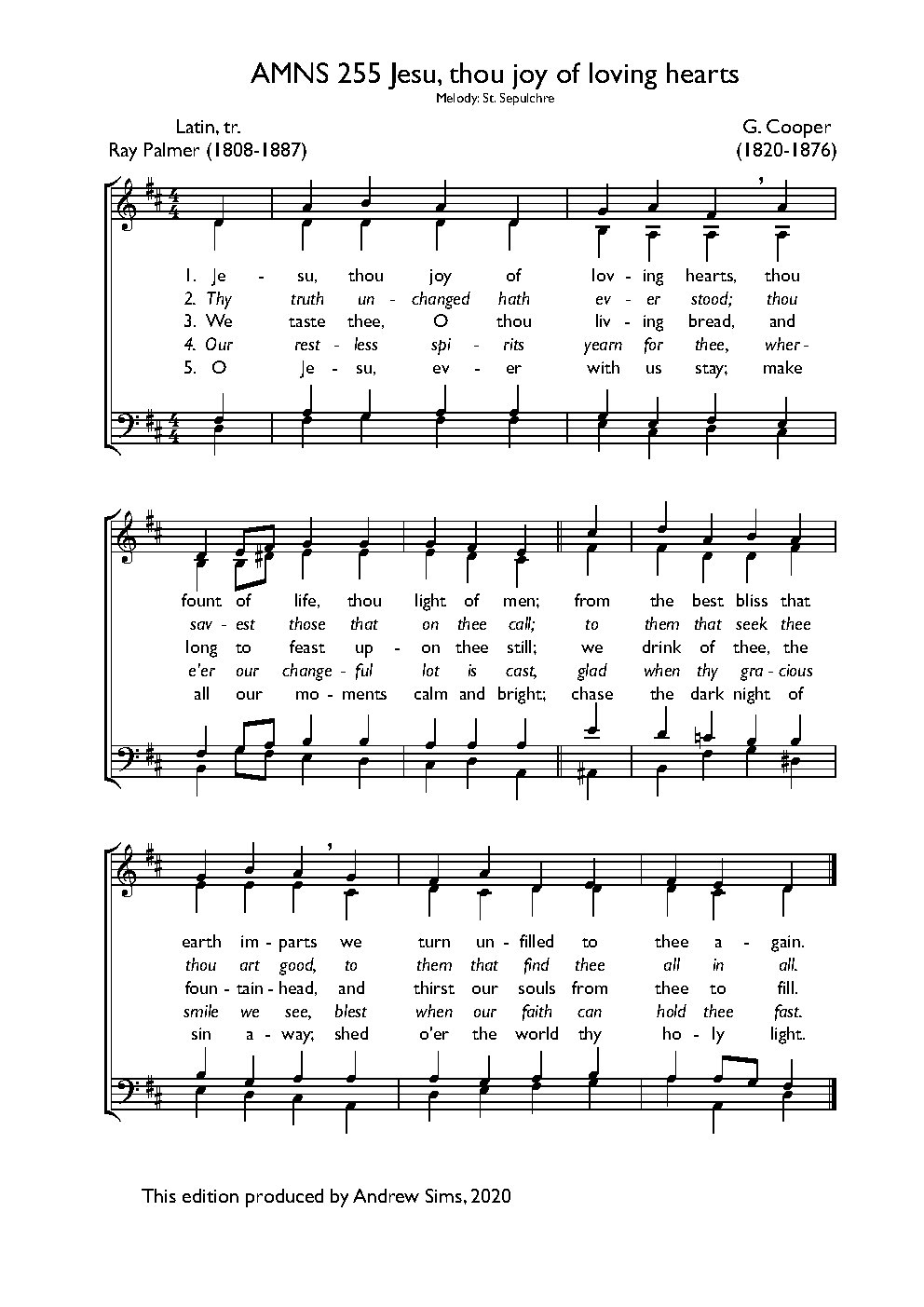 Jesu, thou joy of loving hearts - Choir Script PDF Thumbnail