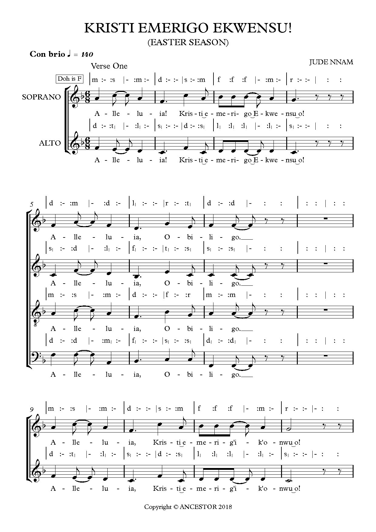 Kristi Emerigo Ekwensu (easter) - Download Choir Script PDF