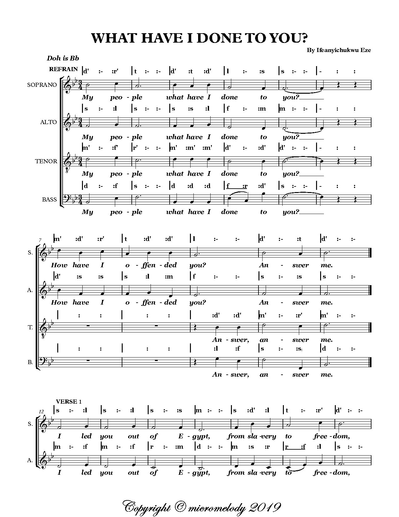 What Have I Done To You - Full Score - Download Choir Script PDF