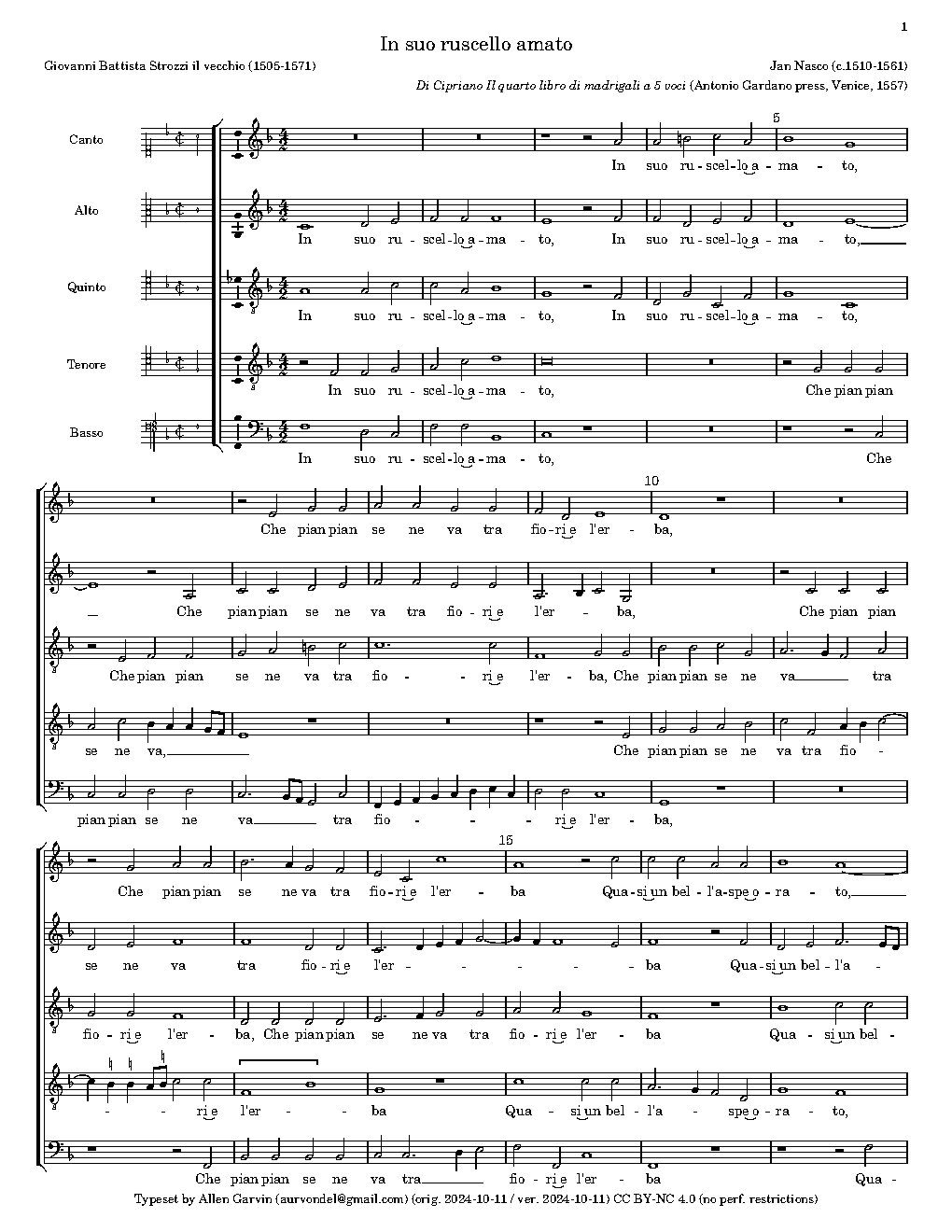 In suo ruscello amato - Choir Script PDF Thumbnail