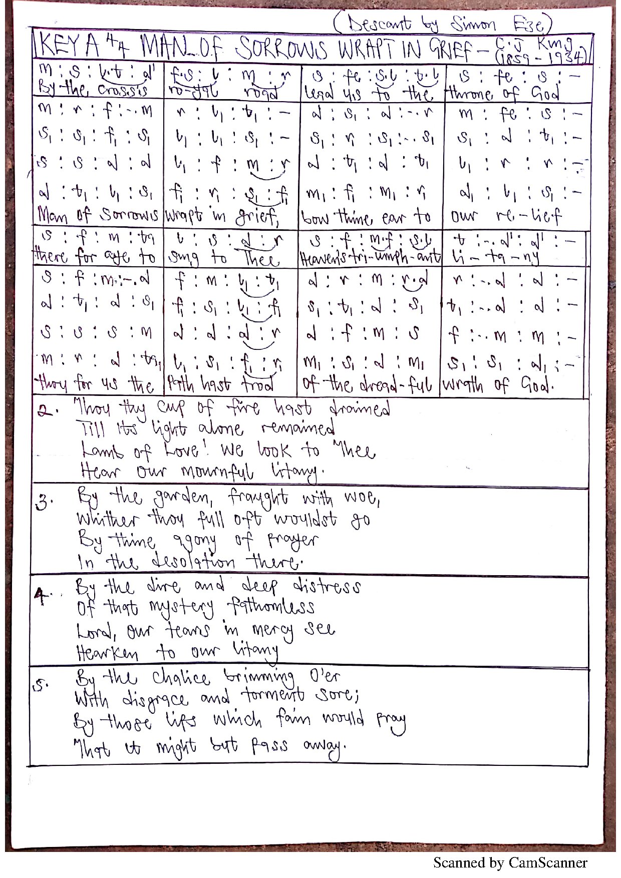 Man Of Sorrows Wrapt In Grief - Download Choir Script PDF