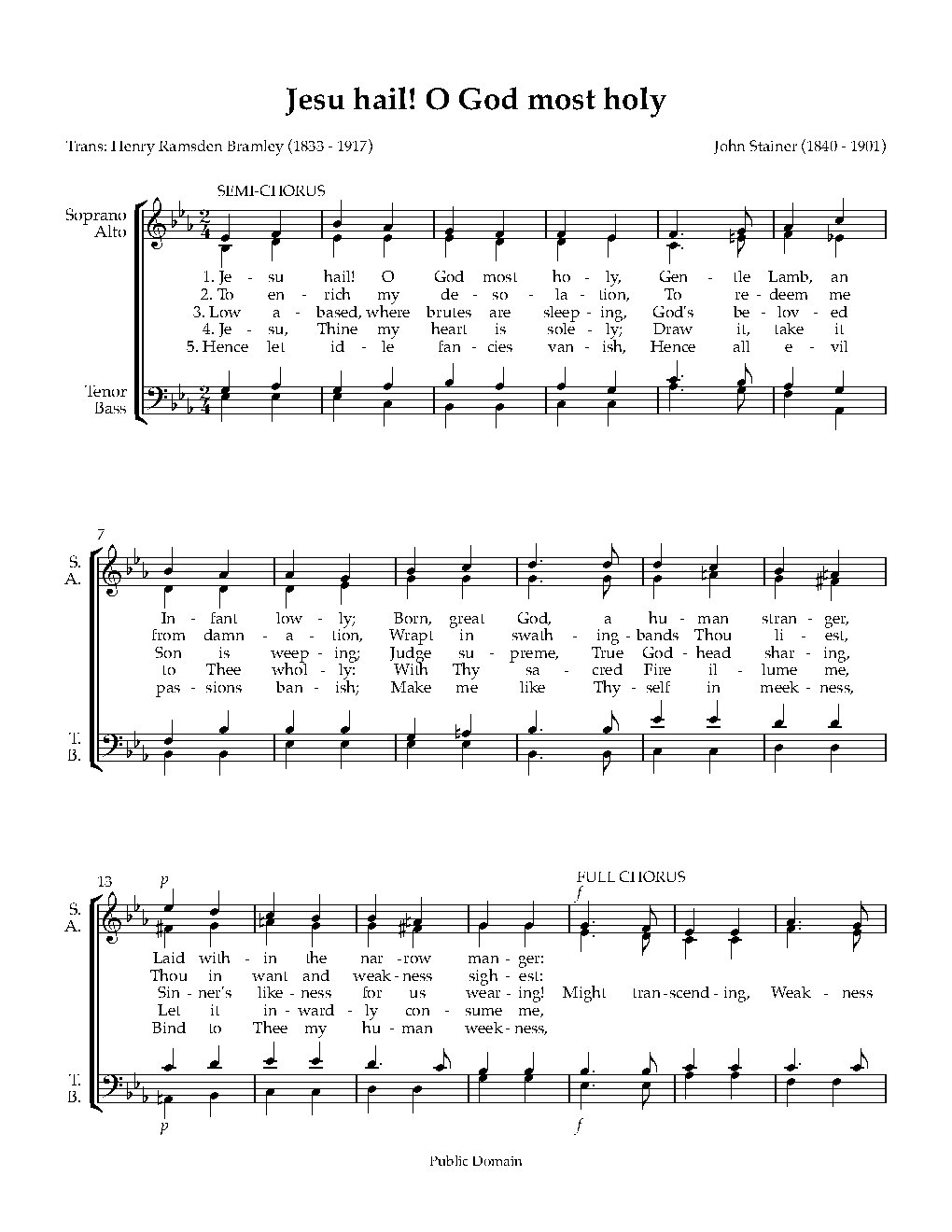 Jesu hail! O God most holy - Choir Script PDF Thumbnail