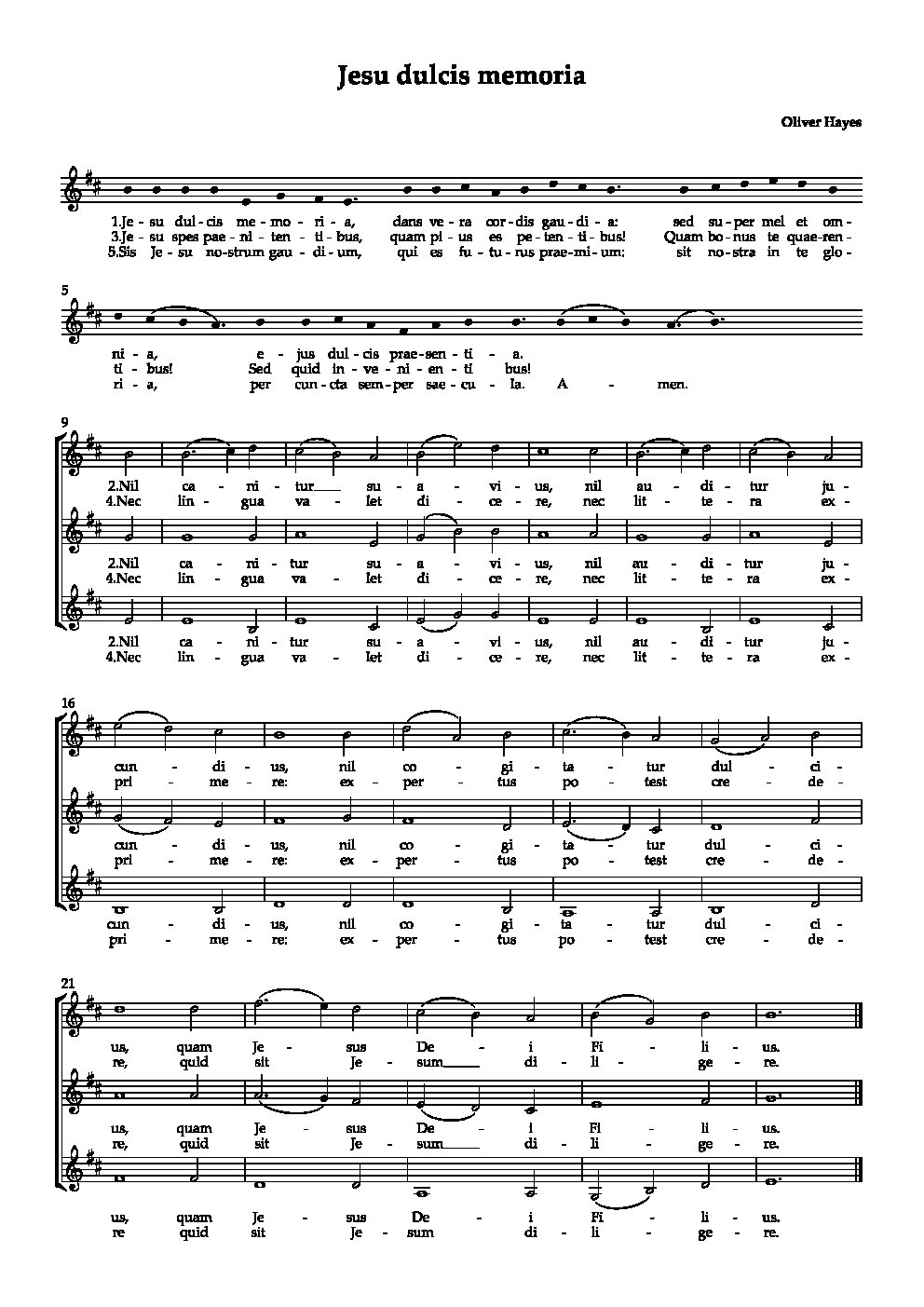 Jesu dulcis memoria - Choir Script PDF Thumbnail