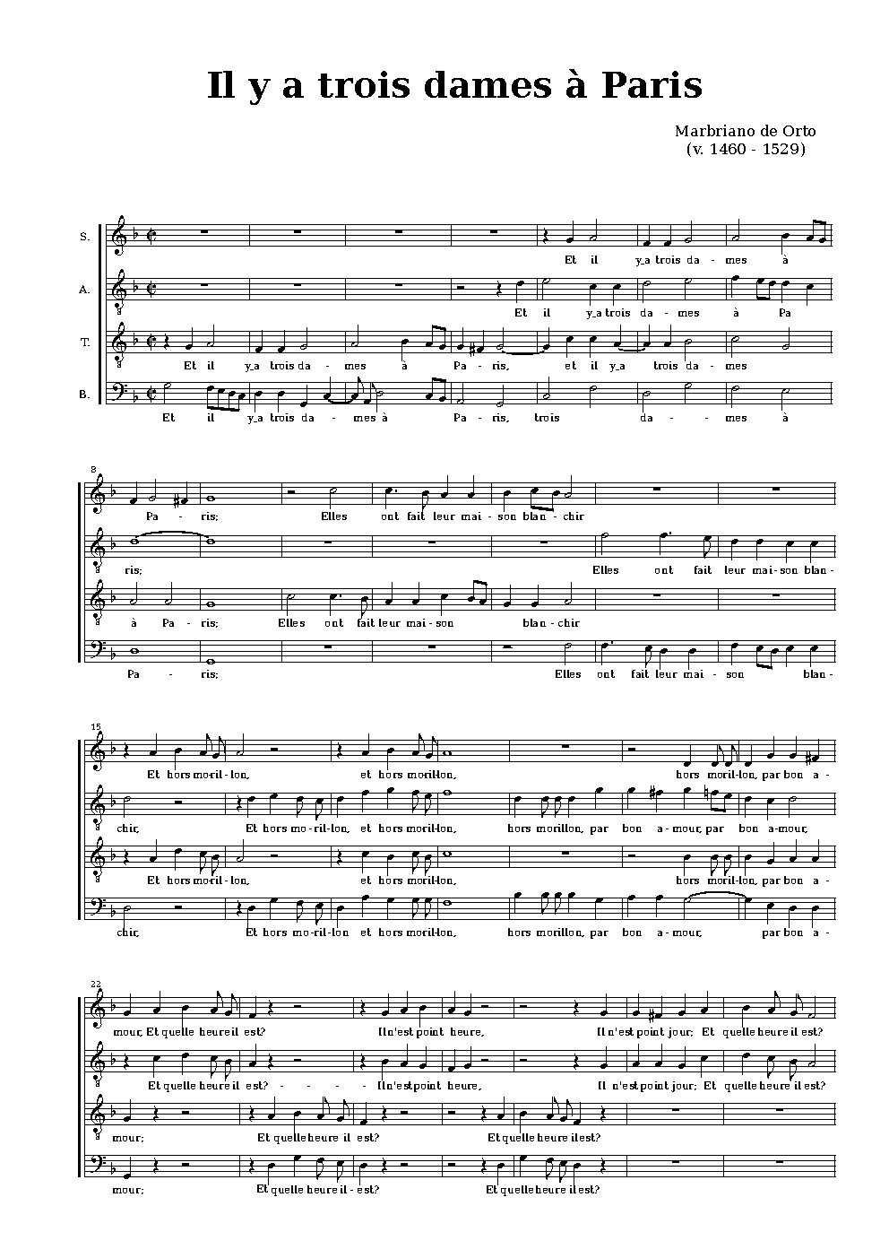 Il y a trois dames à Paris - Choir Script PDF Thumbnail