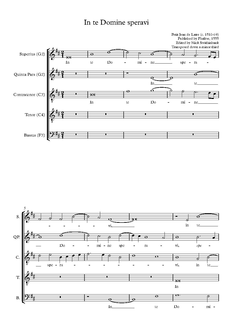 In te Domine speravi - Choir Script PDF Thumbnail