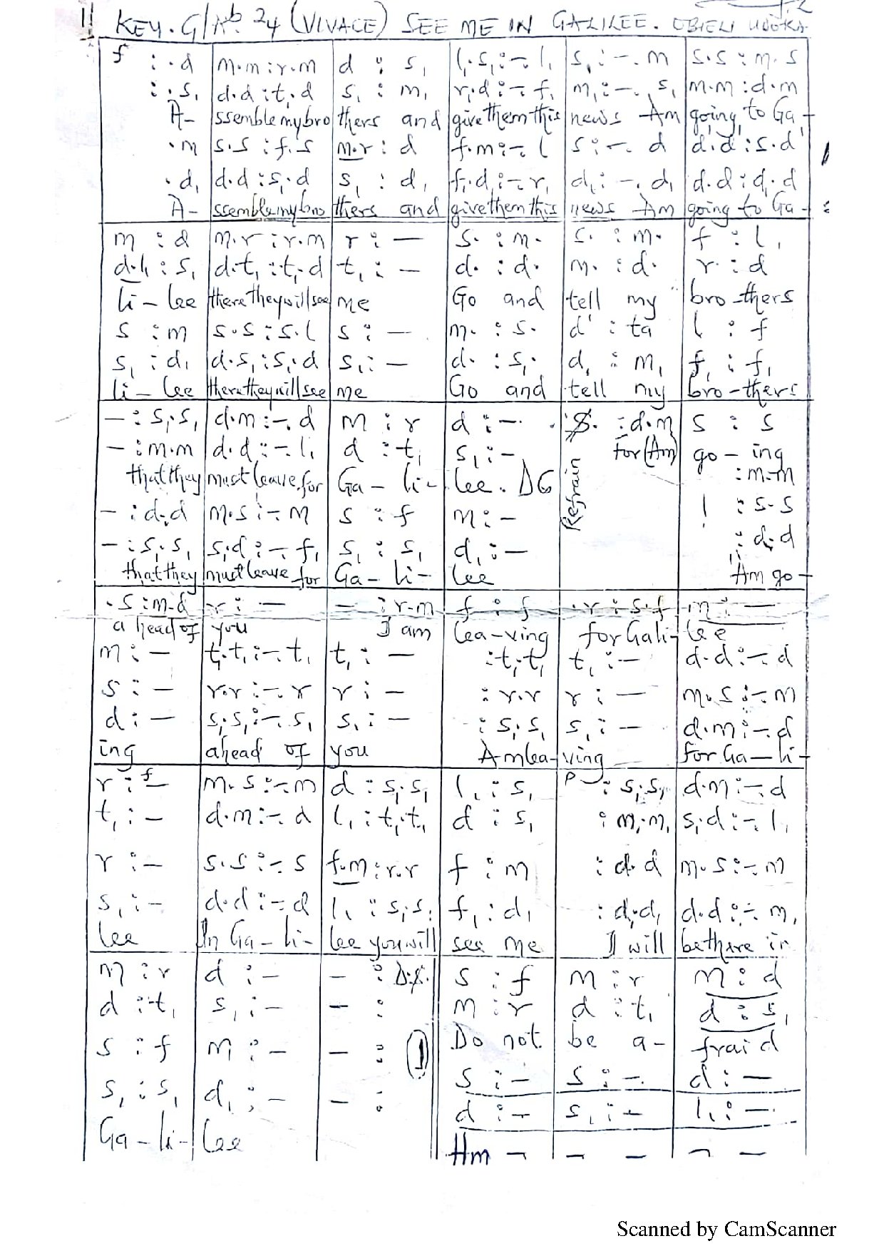 See Me In Galilee ~ Obieli Udoka - Download Choir Script PDF