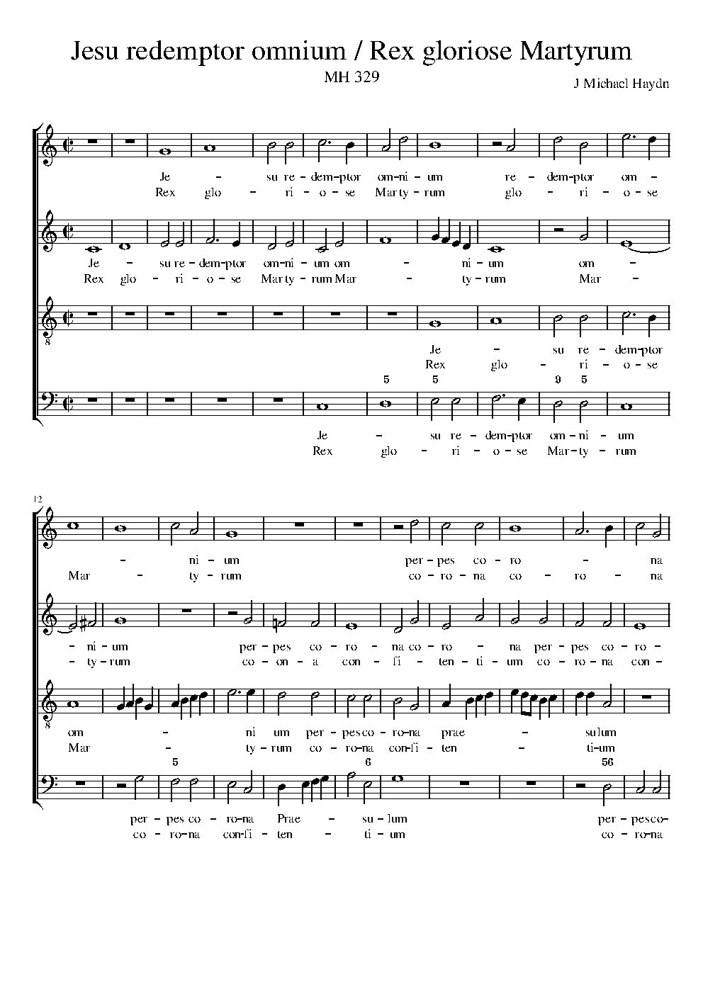 Jesu redemptor omnium (Rex gloriose martyrum) MH 329