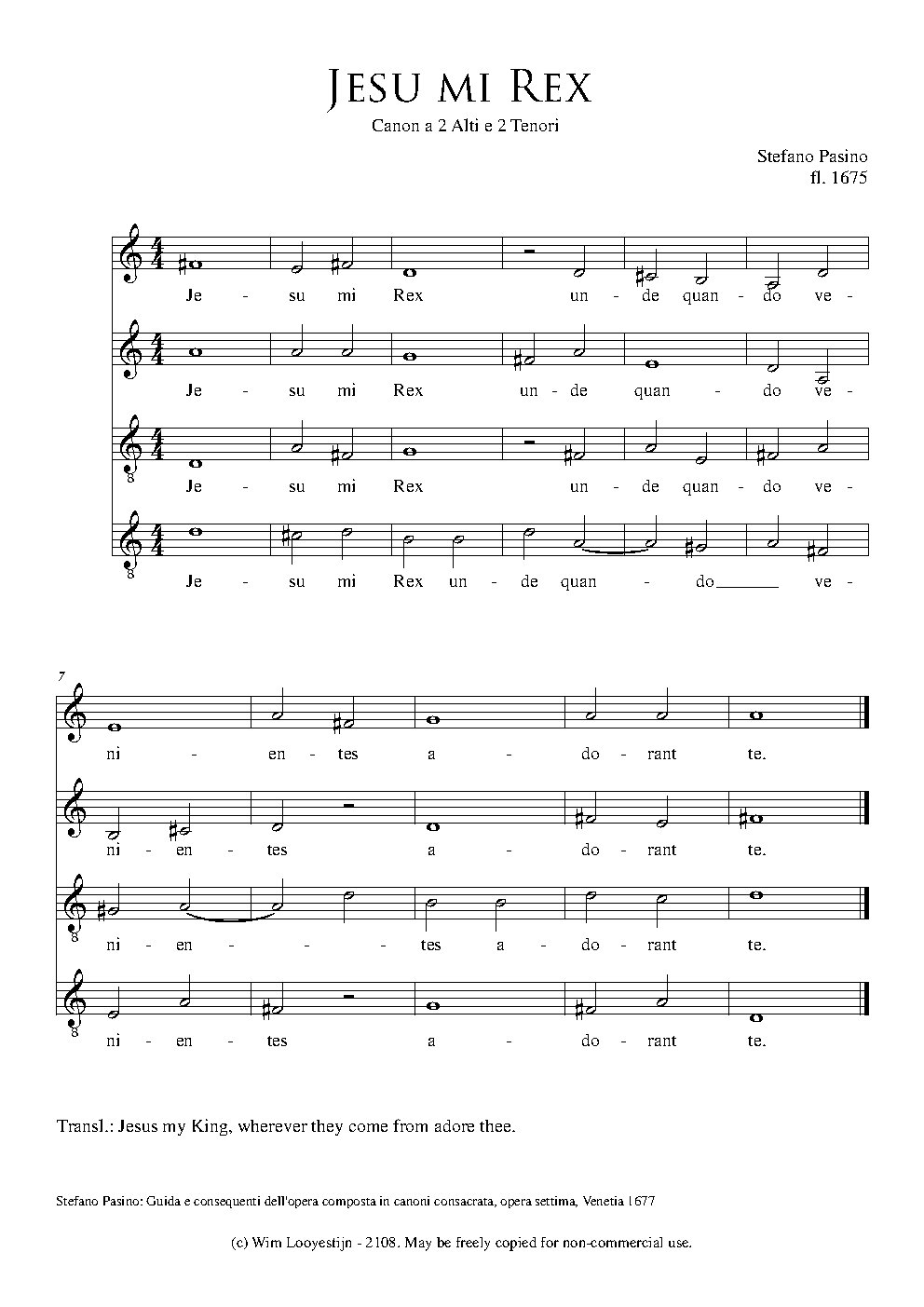 Jesu mi Rex - canon