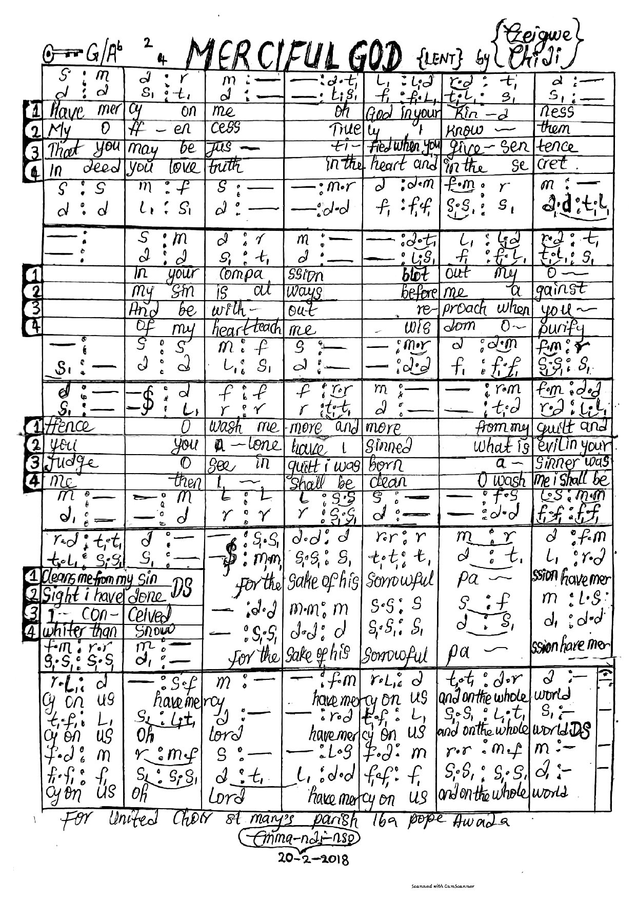 Merciful God - Download Choir Script PDF