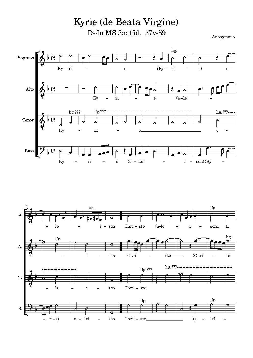 Kyrie (de Beata Virgine) D-Ju MS 35