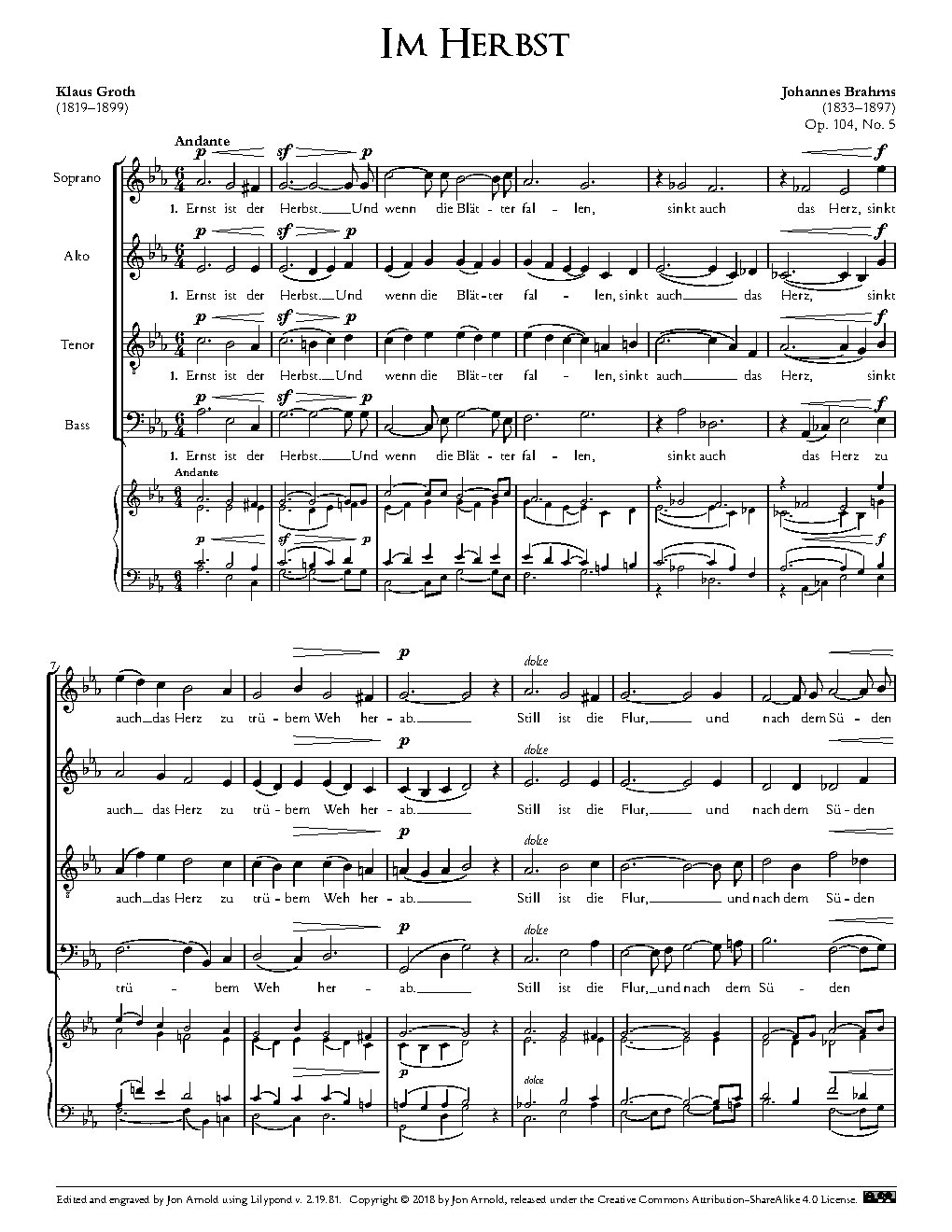 Im Herbst, Op. 104, No. 5