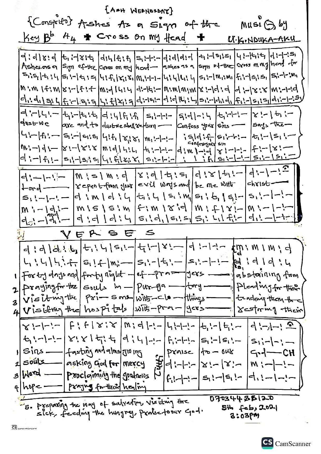 Ashes As A Sign Of The Cross On My Head . Ndk - Download Choir Script PDF