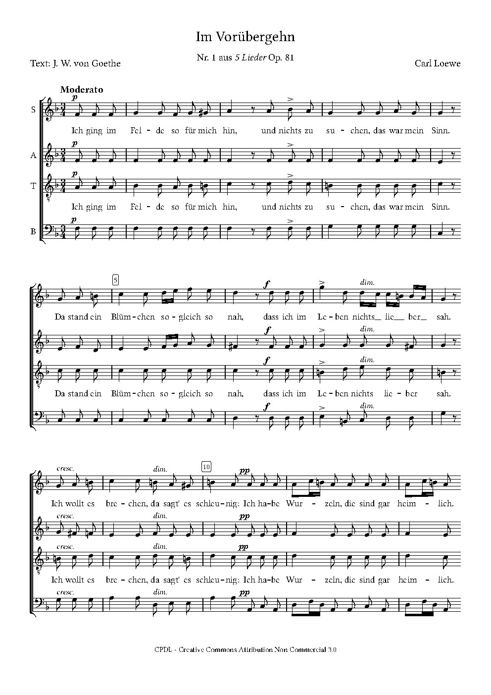 Im Vorübergehn Op. 81 No. 1 (In passing by)